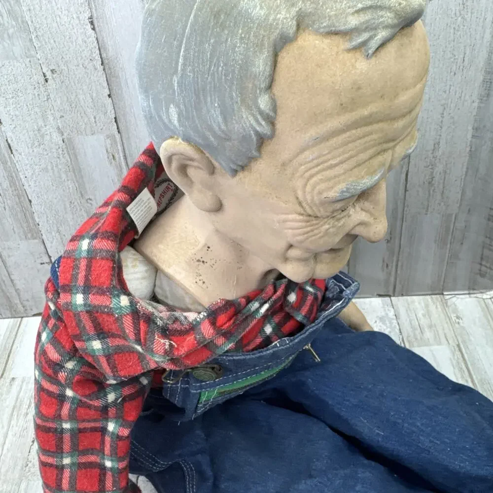 William Wallace Grandpa & Grandma Porcelain Dolls Farmer 32” Porch Patio Decor